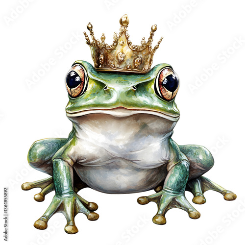 King Frog: Crowned Amphibian on white background