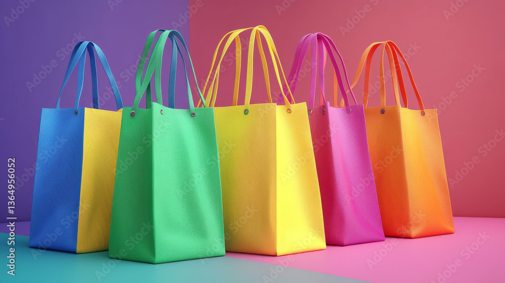 Canvas or tote bags with rainbow print made of fabric and eco linen realistic 3d vector mockup. Cloth totebag with handle, cotton reusable shopping pouch for shopper and grocery isolated template Canvas or tote bags with rainbow print made of fabric and eco linen realistic 3d vector mockup. Cloth totebag with handle, cotton reusable shopping pouch for shopper and grocery isolated template