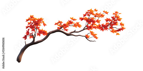 A vector illustrtion tree branch with autumn leaves against a white background