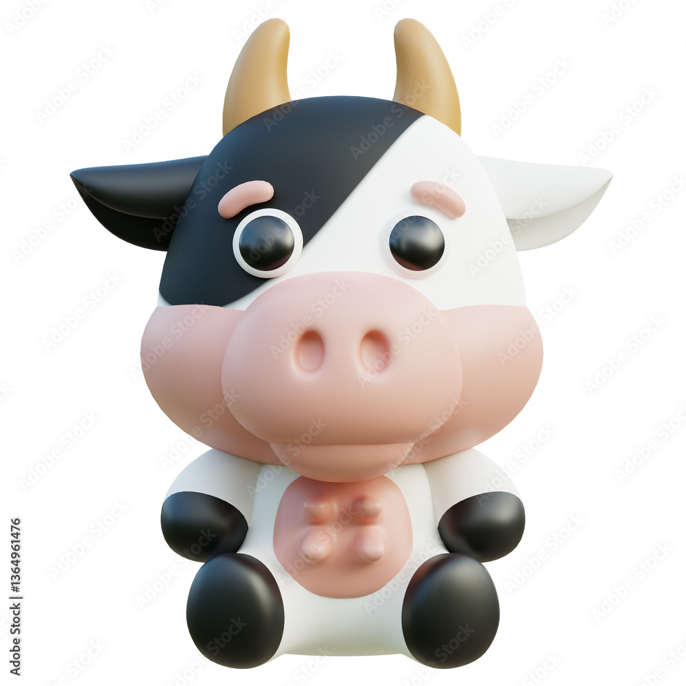 Fototapeta premium Cow 3D Illustration