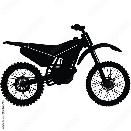 Realistic Enduro Motorcycle Vector Illustration – Off-Road Dirt Bike with Rugged Tires and Suspension