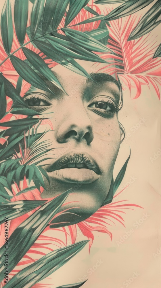 Wallpaper Woman drawing sketch portrait.