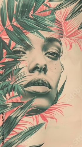 Obraz na płótnie Wallpaper Woman drawing sketch portrait. w salonie