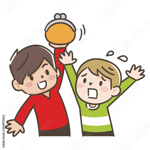 いじめで財布を取り上げられる男の子のイラスト