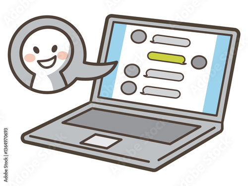 SNSのいじめ問題のイラスト　ノートパソコン
