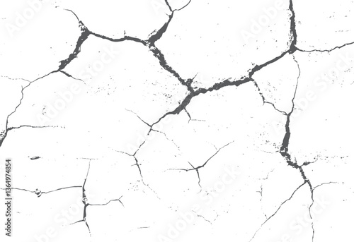 old wall background crack vector, grunge texture. White black grey wall, floor with pattern and cracks	