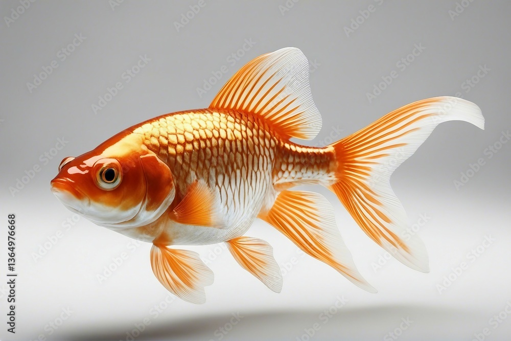 Fototapeta premium Elegant Goldfish Isolated on White Background. Generative AI