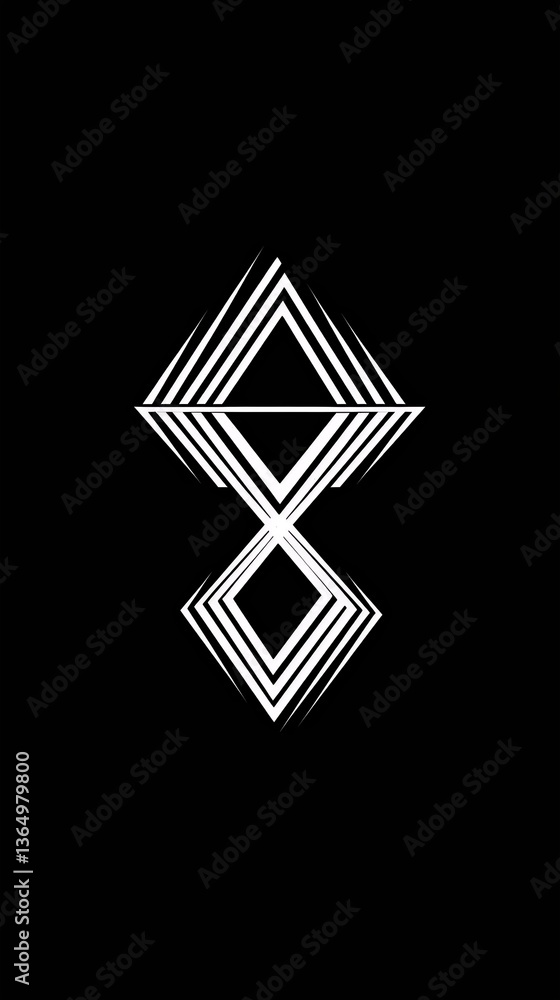 Abstract geometric design featuring sharp lines and diamond shapes in a striking black and white color scheme. Abstract geometric design featuring sharp lines and diamond shapes in a striking black and white color scheme.