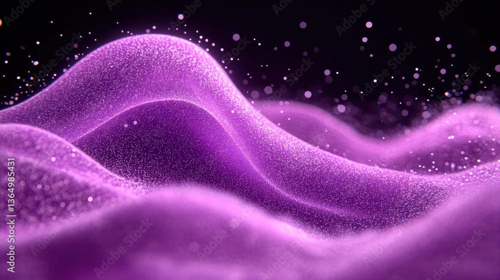 Obraz premium Abstract purple wave with sparkling particles