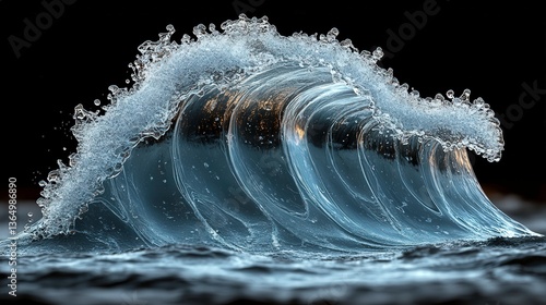 Frozen Surge: Crystal Wave Against a Dark Horizon
