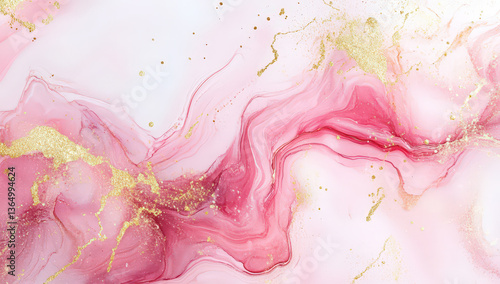 A pink and gold swirl with glittery gold accents