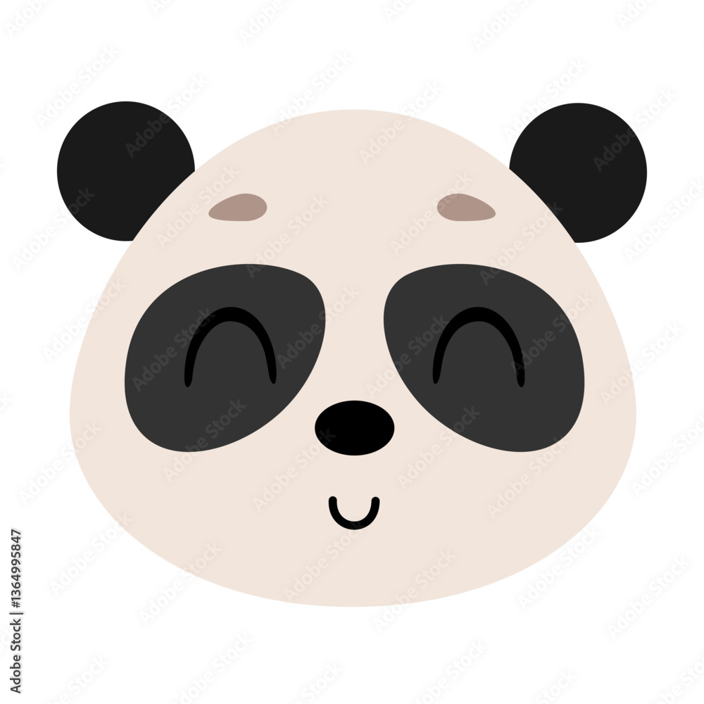 Cute panda face. Animal cartoon character for children. Hand drawn vector illustration in flat style. Cute panda face. Animal cartoon character for children. Hand drawn vector illustration in flat style.