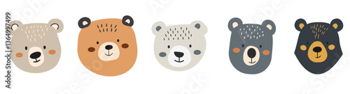 Clip art hand drawn vector illustration of a cute funny bears isolated objects on white background