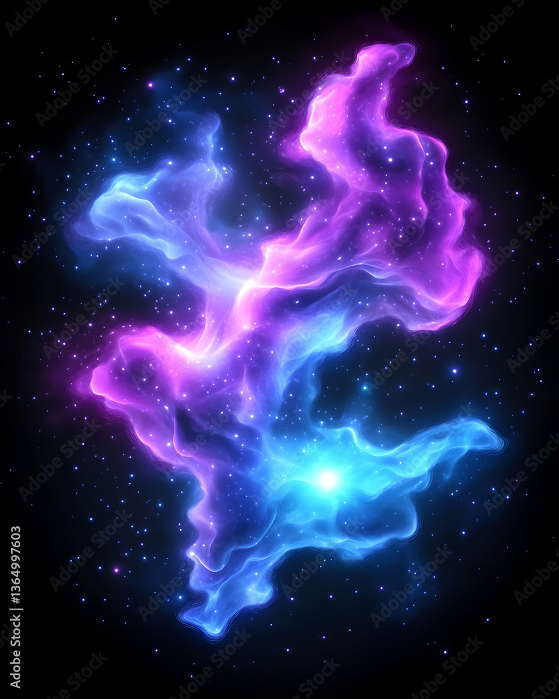 Fototapeta premium Cosmic Nebula Blue and purple nebula swirling in space with stars