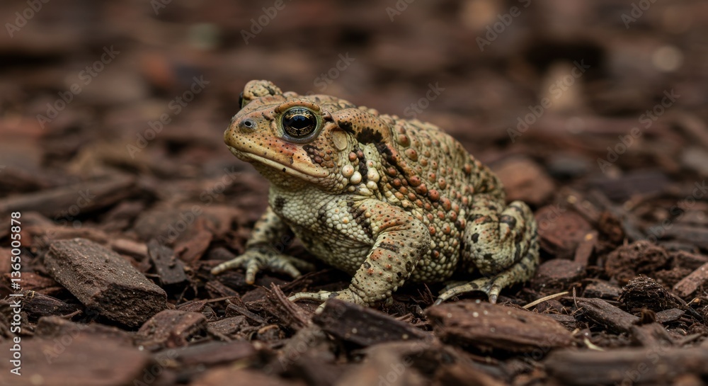 American Toad Closeup in Garden Mulch American Toad Closeup in Garden Mulch