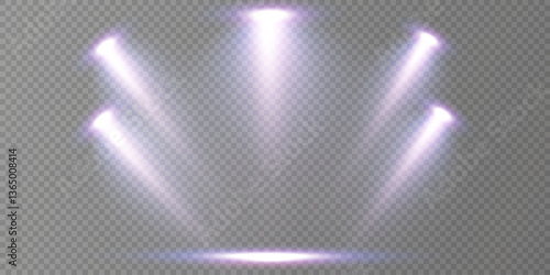 Stage lighting with LED strobes. Laser light show. Empty stage before the performance. Spotlights on a dark background.