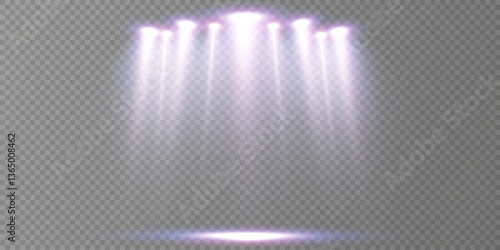 Stage lighting with LED strobes. Laser light show. Empty stage before the performance. Spotlights on a dark background.