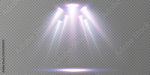 Stage lighting with LED strobes. Laser light show. Empty stage before the performance. Spotlights on a dark background.
