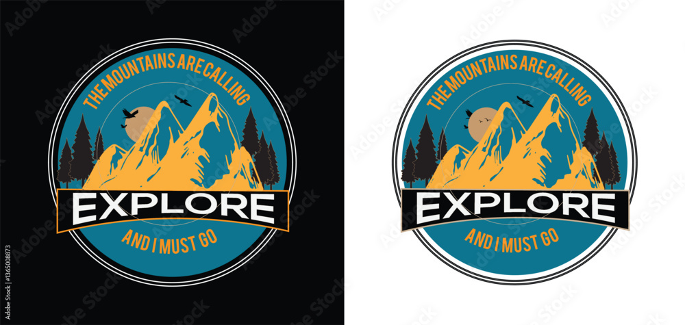 Naklejka premium Explore mountain t-shirt design printable