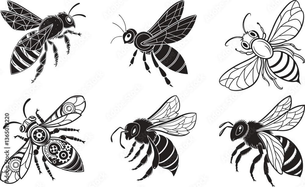 Minimalist Bee Vector Icon | Geometric Honeybee Logo | EPS & PNG Minimalist Bee Vector Icon | Geometric Honeybee Logo | EPS & PNG