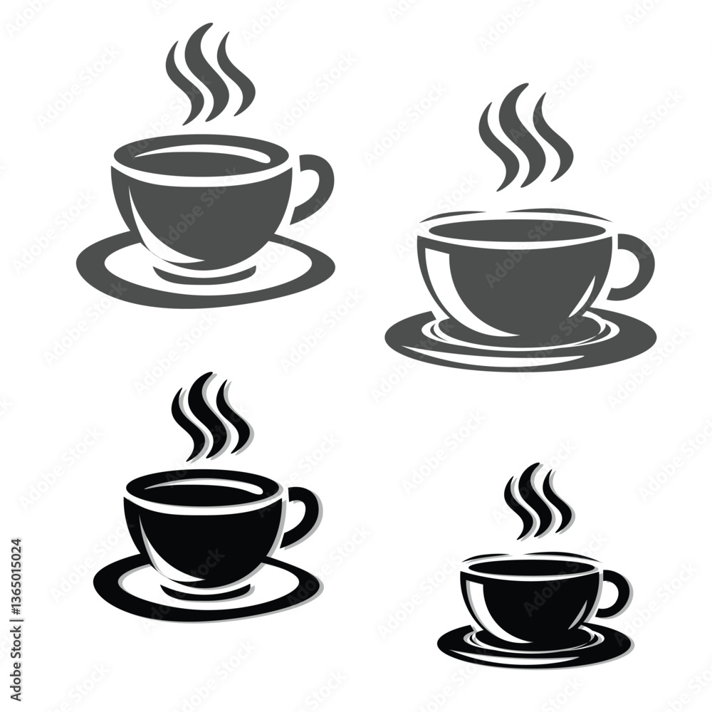 Obraz premium Minimalist Coffee Cup Vector – Editable Icon for Café Branding, Apps & Food Blog Graphics