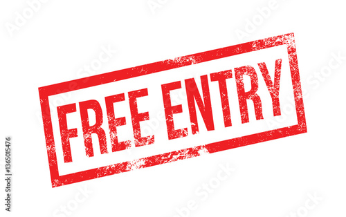 Free Entry Banner Vector – Red Textured Box for Event Signage, Promotions & Admission Campaigns – Editable SVG, PNG