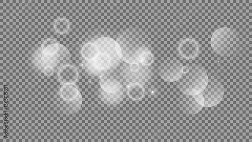 Bokeh circles on transparent background