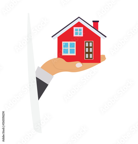 Red House Icon Vector – Hand-Held Home Symbol for Charity, Community Support & Real Estate Branding – Editable AI, EPS