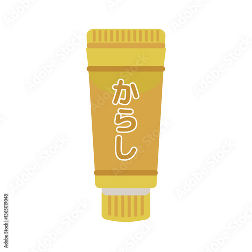 からし　チューブ調味料　イラスト