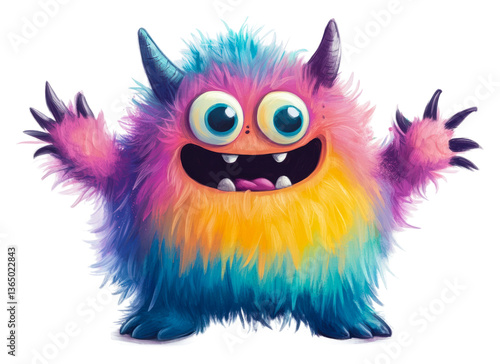 Colorful monster character fantasy world digital cut out