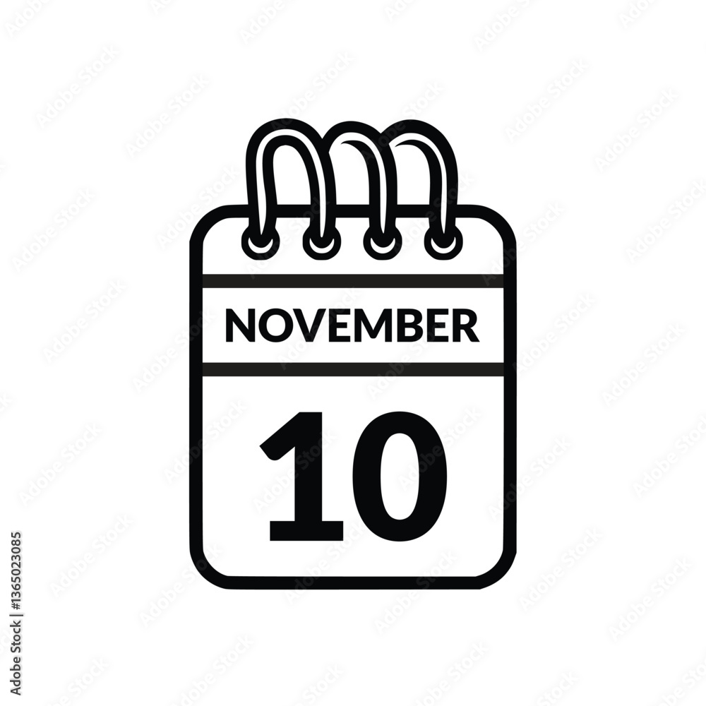 November 10 Calendar icon vector illustration. November 10 Calendar icon vector illustration.