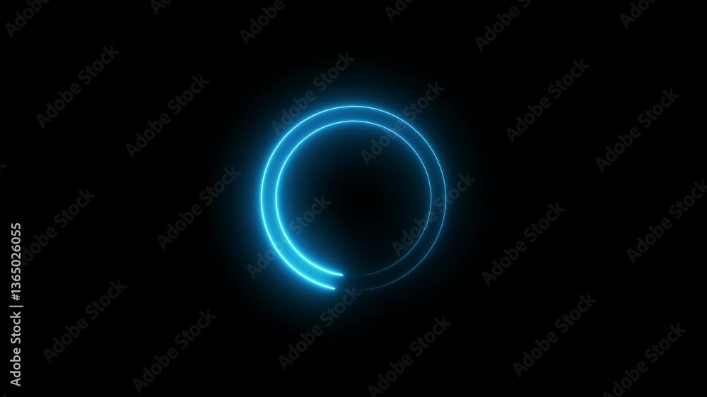 Neon Loading Circle. Glowing neon circle frame animation. Neon Loading Circle. Glowing neon circle frame animation.