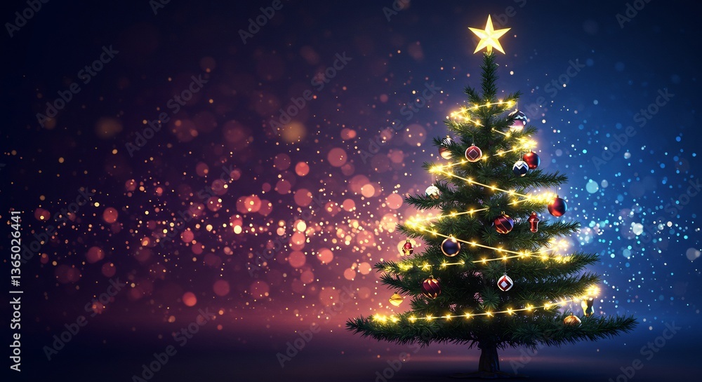 Sparkling Festive Tree Warm Night Lights. AI Generated Sparkling Festive Tree Warm Night Lights. AI Generated