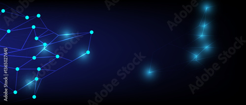 Abstract Network Connection: Futuristic Blue Background with Polygonal Data Links