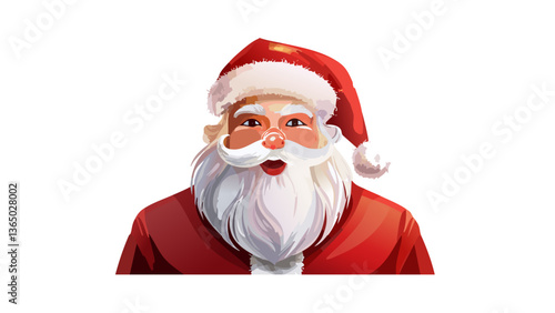 Cheerful Santa Claus with White Beard and Red Hat isolated – Christmas Illustration 