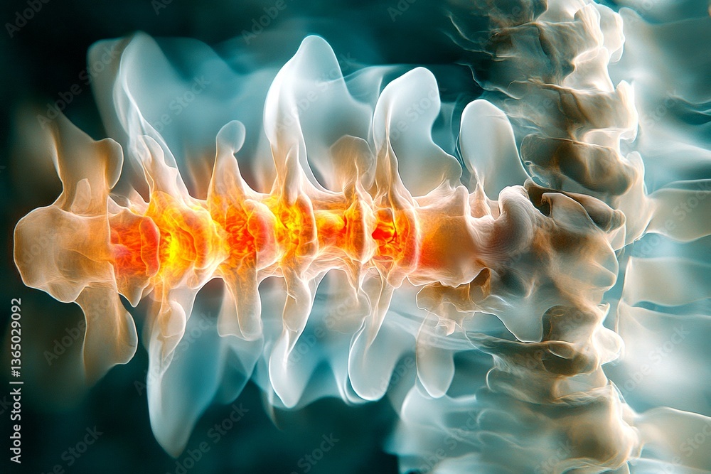 Fototapeta premium Pain of disorder - spine pain: abstract image of physical state. Metaphorical spine pain emotions of a ailment and suffering. Healthcare crisis. Feeling horrible. Physical discomfort.