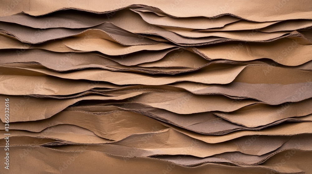 Obraz premium Textured layers of crumpled brown paper creating an abstract background for design use