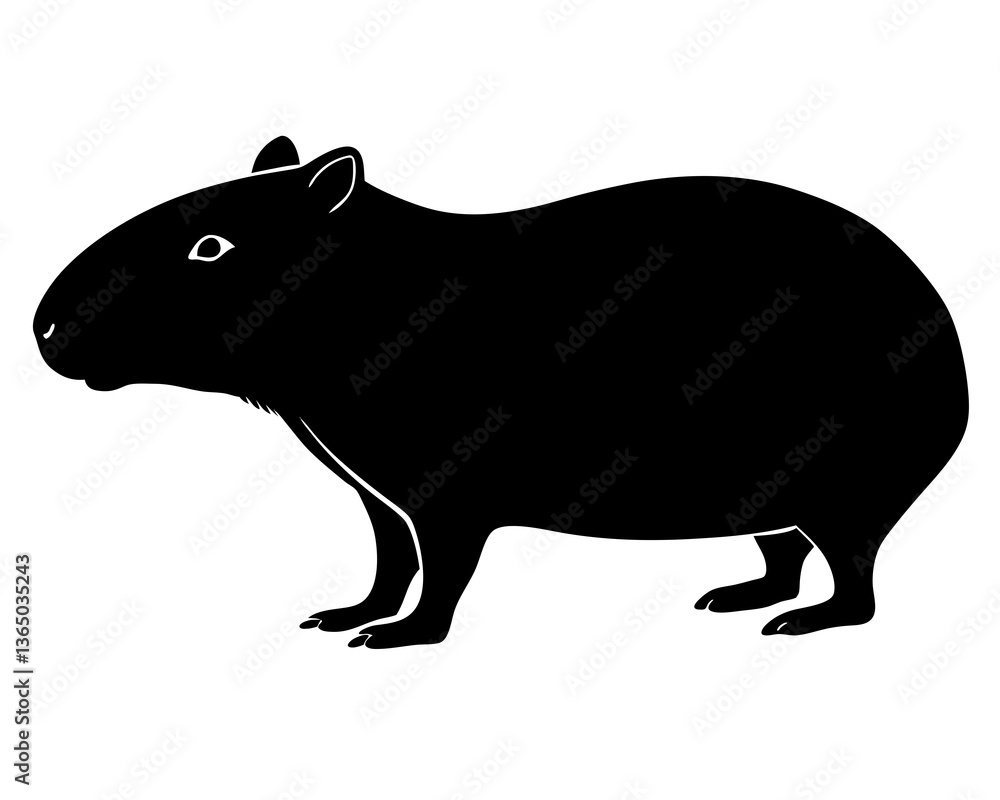 Obraz premium Capybara silhouette vector illustration