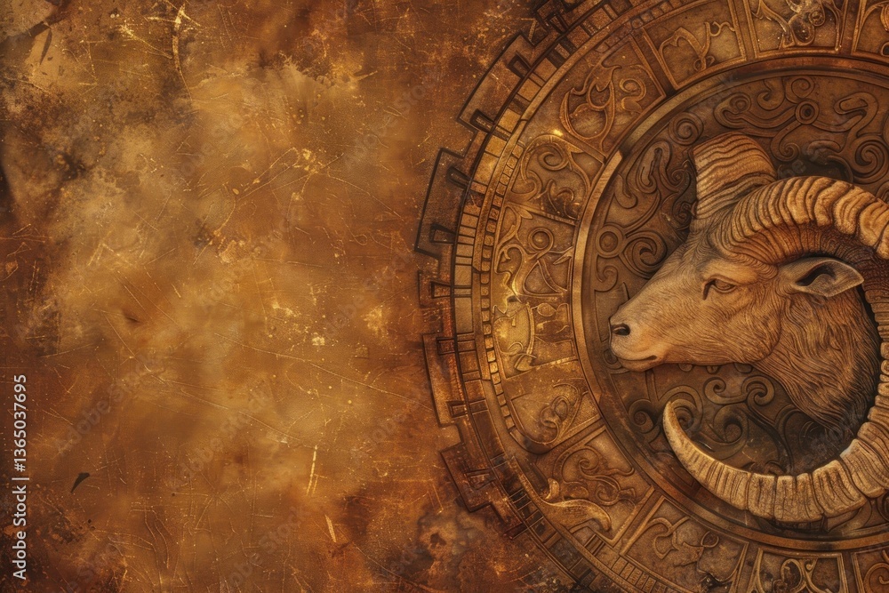 Naklejka premium Zodiac Aries backgrounds animal space.