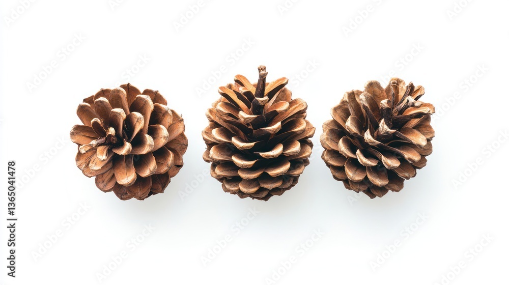 Three pine cones on white background Three pine cones on white background