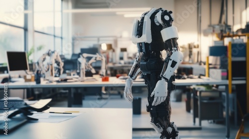 Wallpaper Mural A robotics designer developing robotic exoskeletons for industrial applications, workshop with exoskeleton prototypes and tools visible, High-tech style Torontodigital.ca