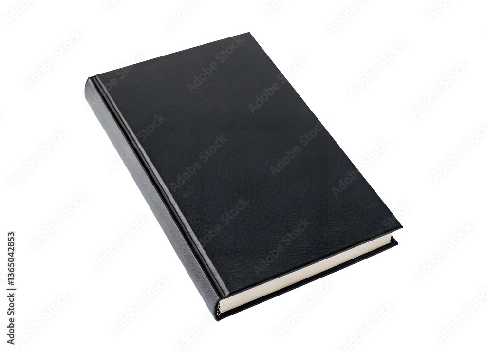 Minimalist black book mockup, blank cover, isolated on white transparent background, PNG cutout, realistic hardcover design for branding and presentations Minimalist black book mockup, blank cover, isolated on white transparent background, PNG cutout, realistic hardcover design for branding and presentations