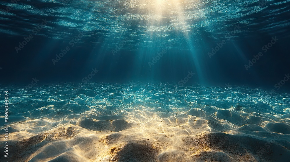 Sunbeams through turquoise water on sandy seabed-patterns. Sunbeams through turquoise water on sandy seabed-patterns.