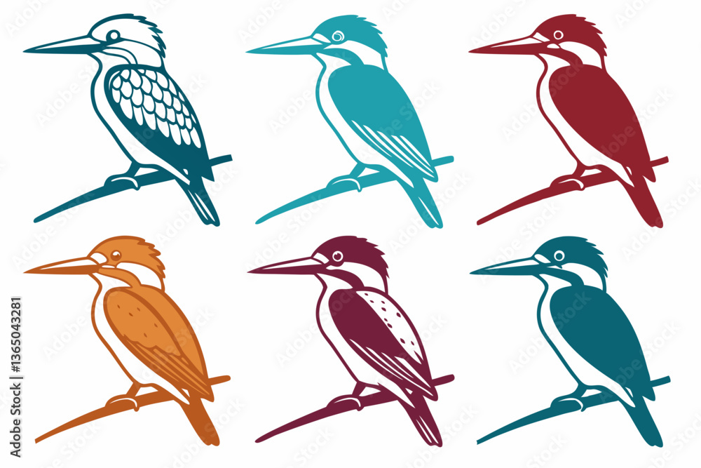 Obraz premium set of Kingfishers silhouette vector illustration