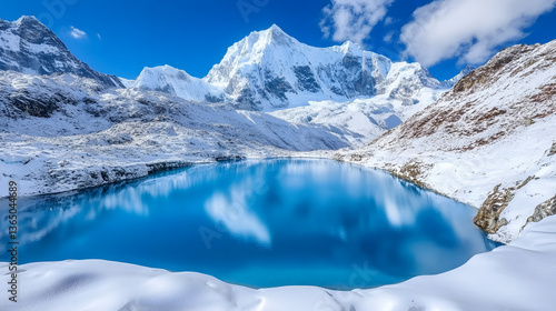 mountain, snow, landscape, winter, sky, mountains, lake, nature, ice, peak, glacier, alps, clouds, water, cold, rock, alpine, panorama, travel, cloud, valley, white, himalaya, new zealand, range