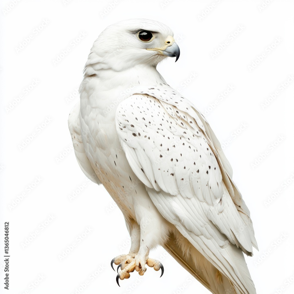 Obraz premium White Falcon Closeup Portrait Against White Background