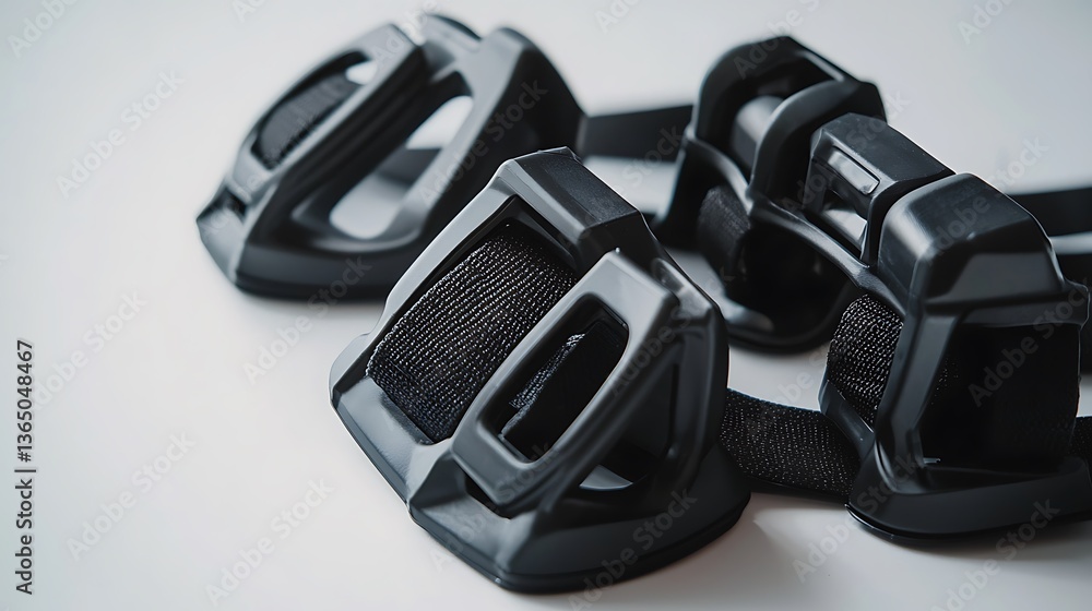 Three black straps with a black band Three black straps with a black band
