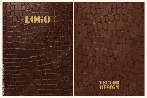 Vector illustration of a brown leather patterned background with an animal print
