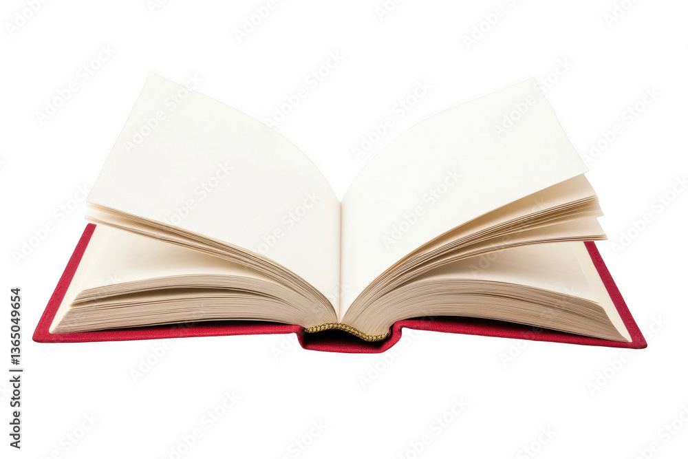 An open book with blank pages on a white background, with a red cover, png An open book with blank pages on a white background, with a red cover, png
