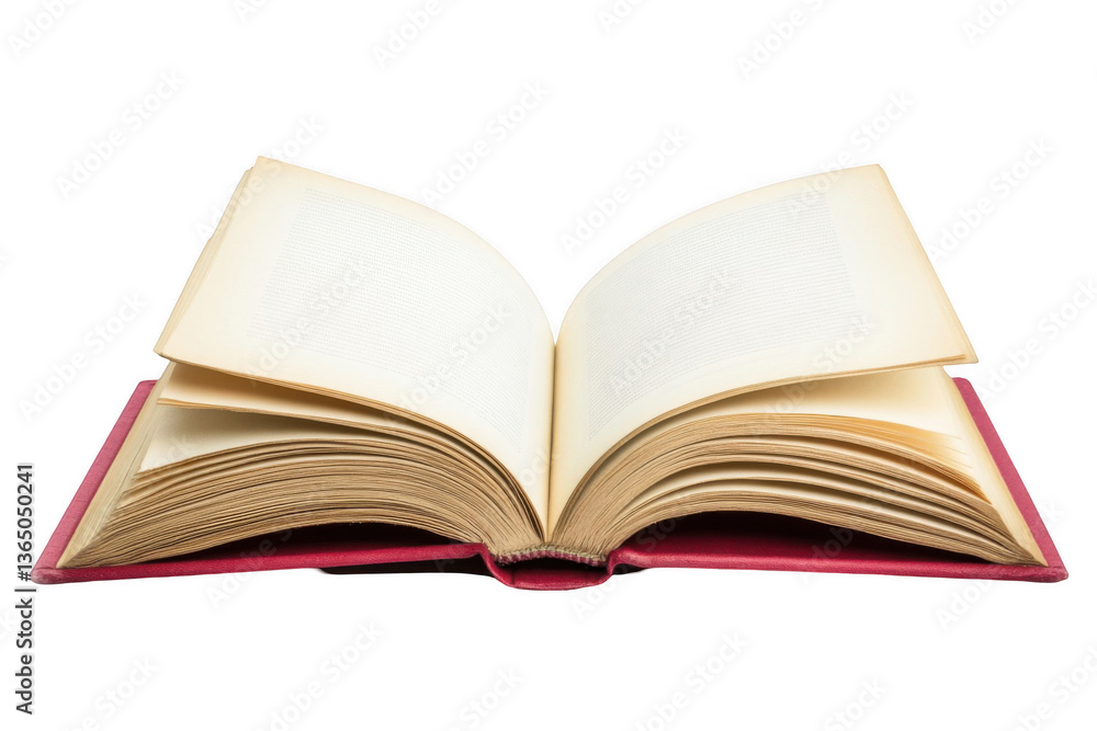 An open book with blank pages on a white background, with a red cover, png An open book with blank pages on a white background, with a red cover, png